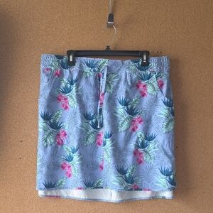 Duluth Trading Co Spring Vacation Blue Floral Skirt Size XL
